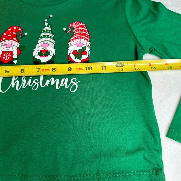 Holiday Time Gnomes Tee Shirt Long Sleeve Green New Gifts Christmas School Party - Picture 7 of 7